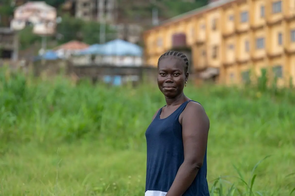 Woman for a portrait outside of Lakka Government Hospital.